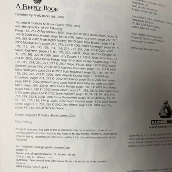 The Great Book of‎ Optical Illusions by Al Seckel 2002 Paperback Brain Teasers - Picture 3 of 11